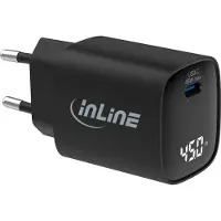 InLine USB lader | USB-C PD | GaN | 45W | display | zwart