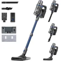 Olvy Steelstofzuiger Draadloos 350W - Met Dweilfunctie - 35000Pa - 5 Zuigniveaus - Vacuum Cleaner - Draadloze Snoerloze Stofzuiger - Zonder Zak - Op Accu - Kruimeldief