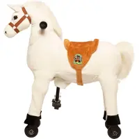 Animal Riding Rijdend Speelgoedpaard Snowy Wit Small 3 - 5 Jaar - Beweegt door Lichaamsbeweging - Zadelhoogte 56 cm - Verstelbaar pedaal