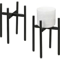 Relaxdays bloemenstandaard metaal - set van 2 - verstelbare breedte - 26-37 cm - binnen - zwart