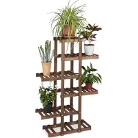 Relaxdays Plantenrek van hout - 5 etages - Plantentrap 5 planken - Bloemen rek - Kleur: CHOCOLADEBRUIN