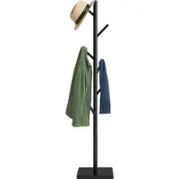 Relaxdays 10051396_46, vloermodel, hout, 8 haken, zwart, hout, 24 kg