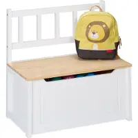 Relaxdays Speelgoedkist en bank - 2 in 1 - 55x57x31 cm - softclose deksel - leuning - wit