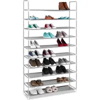 Relaxdays schoenenrek XXL, 50 paar schoenen, 10 etages, schoenenkast, textiel