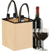 Relaxdays Zakje bouteilles, Beige