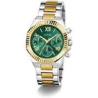 GUESS Analoog horloge 'Equality' goud / groen / zilver