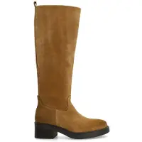 Manfield Donkere beige suède hoge laarzen | Maat 38