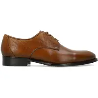 Manfield Cognac leren veterschoenen | Maat 44