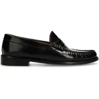 Manfield Zwarte leren loafers | Maat 38
