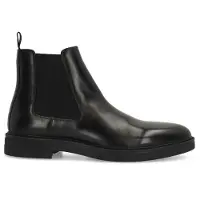Manfield Zwarte leren Chelsea boots | Maat 45