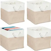 Relaxdays opbergmand linnen - set van 4 - 28x28x28 cm - badkamer - speelgoed