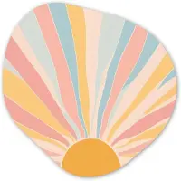 MuchoWow Organische wanddecoratie 90x90 cm - Organisch schilderij Illustratie - Zon - Pastelkleuren - Muurdecoratie woonkamer - Kamer decoratie - Schilderijen - Muurcirkel aesthetic