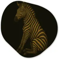 MuchoWow Organische wanddecoratie 90x90 cm - Organisch schilderij Zebra - Strepen - Goud - Muurdecoratie woonkamer - Kamer decoratie - Schilderijen - Muurcirkel aesthetic