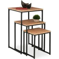 Relaxdays salontafel set van 3 - industrieel - 3 groottes - vierkant - metaal - woonkamer