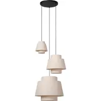 Lucide TRIBUTE - Hanglamp - Ø 76 cm - 3xE27 - Geschikt voor vide en hoge plafonds - Beige - Japandi