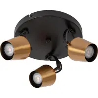Lucide EMILE - Plafondspot - Ø 23 cm - 3xGU10 - Mat Goud / Messing