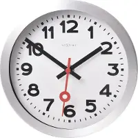 Nextime Station – Wandklok/Tafelklok – 19 cm – Geborsteld Aluminium – Wit