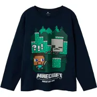 Name it Shirt 'NKMAc Minecraft' navy / grasgroen / wit