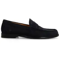 Manfield Donkerblauwe suède loafers | Maat 43