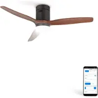 Create - Plafondventilator 40W silent Ø132 cm - Met Verlichting drie temperaturen - Met Wifi - Met Afstandsbediening - 6 Snelheden - Timer - Zomer/Winter functie - Zwart - WIND CALM