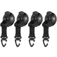 INF Haken met zuignap en driehoekige gesp, 4-pack zwart