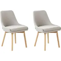 Beliani MELFORT - Eetkamerstoel set van 2 - Lichtgrijs - Polyester