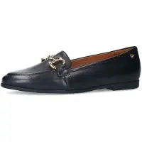 No Stress - Dames - Zwarte leren loafers met gouden chain - Maat 39