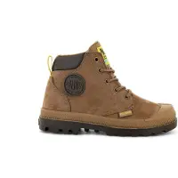 Palladium Schoolkind leren veterschoenen met profielzool - cognac Bruin Jongens Leer - maat 34