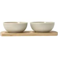 Villa Collection Shoku bamboe dienblad met 2 schalen Beige