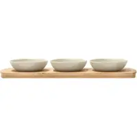 Villa Collection Shoku bamboe dienblad met 3 schalen Beige