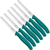 Victorinox Swiss Classic 6.7834.6C1 Tomato & Table Knife, Wavy, Green, set van 6 tomatenmessen