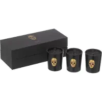 J-Line geurkaars Doodskop Nuit Noire - Mysterious Palace - glas - zwart - 16U - doos van 3