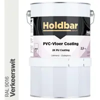 Holdbar PVC-Vloer Coating Verkeerswit (RAL 9016) 2,5 Kg - Vloerverf - Alle kleuren - Hecht direct op PVC - Slijtvast - UV-bestendig - Gemakkelijk te reinigen - Beschermt PVC-Vloer - 2 Componenten Verf