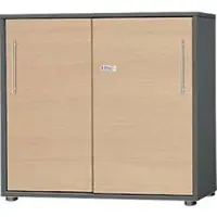 Schäfer Shop Start Off schuifdeurkast, 2 OH, afsluitbaar, B 800 x D 420 x H 788 mm, hout, grafiet/mapulier