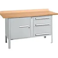 Schäfer Shop Box-type werkbank PWi 150-7, beuken multiplex blad, tot 750 kg, B 1500 x D 700 x H 840 mm, blank aluminium