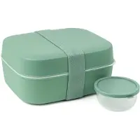 Amuse Bento Lunchbox 3-in-1 Sage - Brooddoos met elastiek en lekvrij sauspotje - Broodtrommel - BPA-vrij - Groen - 900ml + 600ml + 85ml