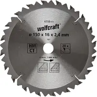 Wolfcraft 6738000 Hardmetaal-cirkelzaagblad 150 x 16 mm Aantal tanden: 20 1 stuk(s)