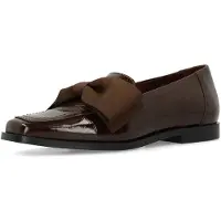 Manfield - Dames - Bruine lakleren loafers met strik - Maat 39