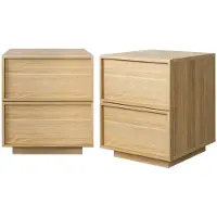 Sweeek Nachtkastje houtlook met 2 lades (set van 2) Naturel