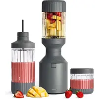 Beast Mega 1200 Plus Compacte Hoogvermogen Blender Smoothie To Go - 1200W - 3 XL Tritan Bekers - Mixt Moeiteloos IJs & Bevroren Fruit - Charcoal