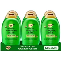 OGX Rosemary Mint Conditioner, Verhelderend, Verwijdert Oliën & Residuen, Sulfaatvrij, Lipi Pro Shield Technologie, Gezond Uitziend Haar, 6x385 ml