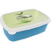 MuchoWow Broodtrommel Blauw - Lunchbox Groen - Disco - Decoratie - Appel - Brooddoos 18x12x6 cm - Brood lunch box - Broodtrommels voor kinderen en volwassenen