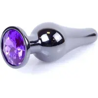 Power Escorts - Groot Formaat Butt plug 9.5 cm - vette Dia 3 cm - Super Stijlvol Dark Silver kleur met Paars- Anaal plug - Opwindend en Stimulerend - Gemakkelijk gebruikbaar - Handige verpakking