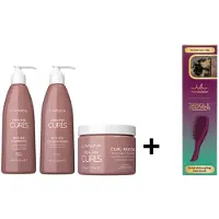L'Anza Healing Curls Care Set - 236+236+177ml + Tangle Teezer