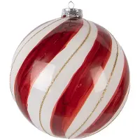 Clayre & Eef Kerstbal Overig Ø 15x15 cm Rood Wit Glas Kerstballen
