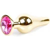 Power Escorts - Groot Formaat Butt plug 9.5 cm - vette Dia 3 cm - Super Stijlvol Goud kleur met Roze Steentje - Anaal plug - Opwindend en Stimulerend - Gemakkelijk gebruikbaar - Handige verpakking