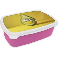 MuchoWow Broodtrommel Roze - Lunchbox Avocado - Discobal - Geel - Glitter - Brooddoos 18x12x6 cm - Brood lunch box - Broodtrommels voor kinderen en volwassenen