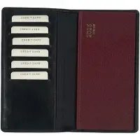 Brepols Agenda 2026 + lederden omslag - 6-talig - A6 agenda - liggend - Leder - MGPcards - 18.5 x 9.5 cm - Navy & Bordeaux