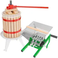 Borg Fruitpers 18 liter + Fruitmolen 7 liter - Vruchtenpers - Appelmolen - Wijnpers - Ciderpers - Eikenhout - Compleet Set -