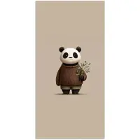 PosterMonkey Poster 75x150 cm - Panda - Blauwe bloemen - Zachtheid - Posters - Kamer decoratie - Wanddecoratie woonkamer - Muurdecoratie slaapkamer